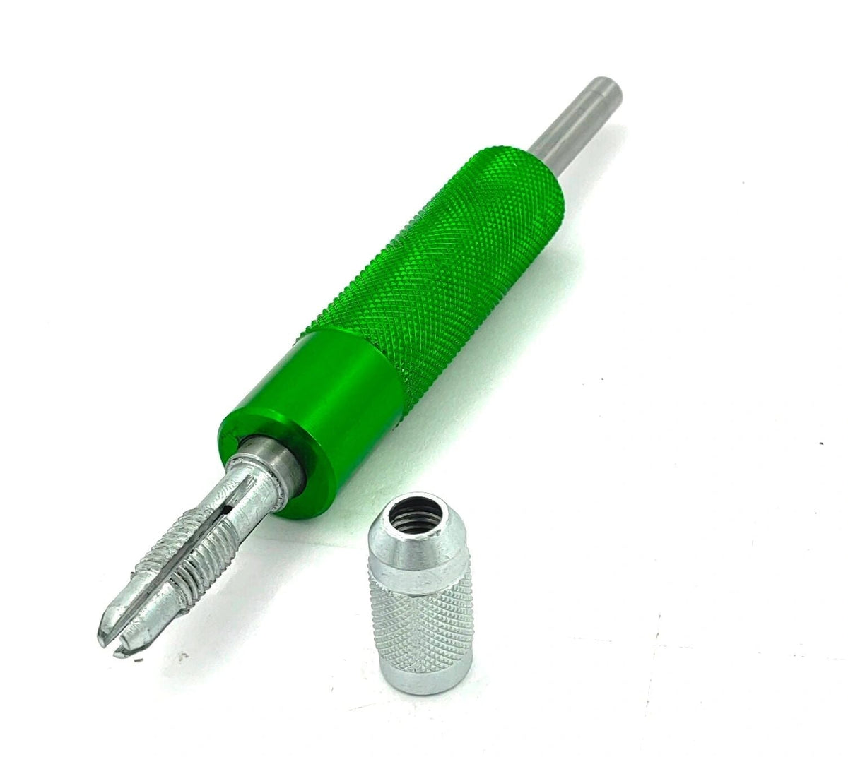 Green pin vise drill chuck with detached collet cap