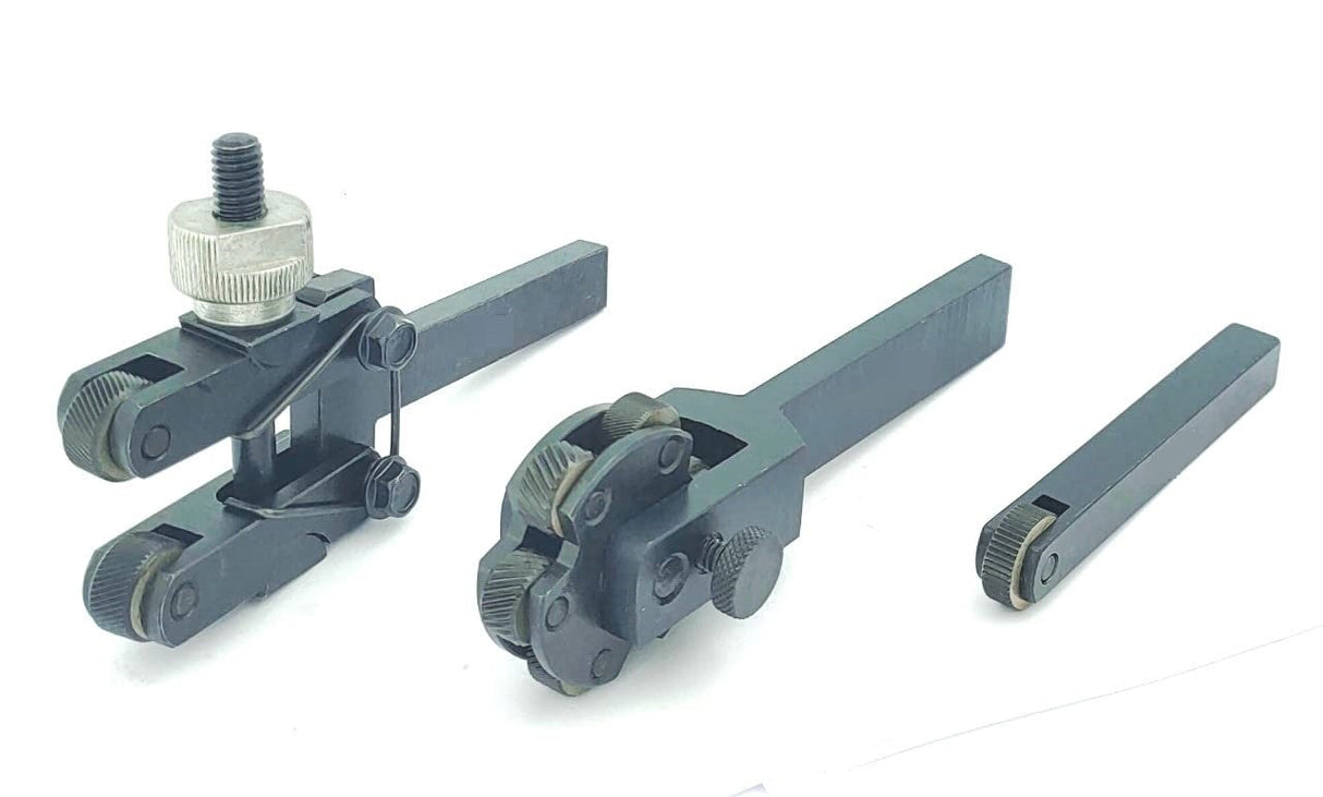 Three adjustable metal knurling tools