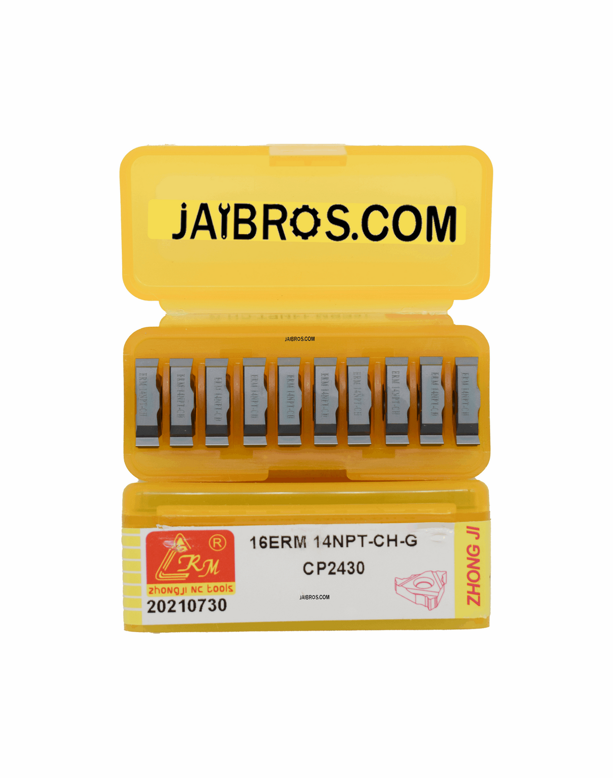 A pack of 10 carbide threading inserts