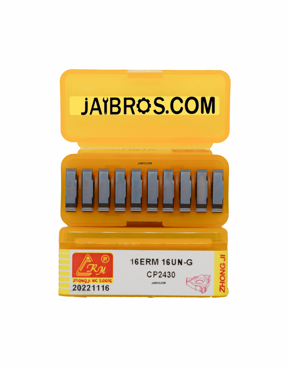 A pack of 10 carbide threading inserts