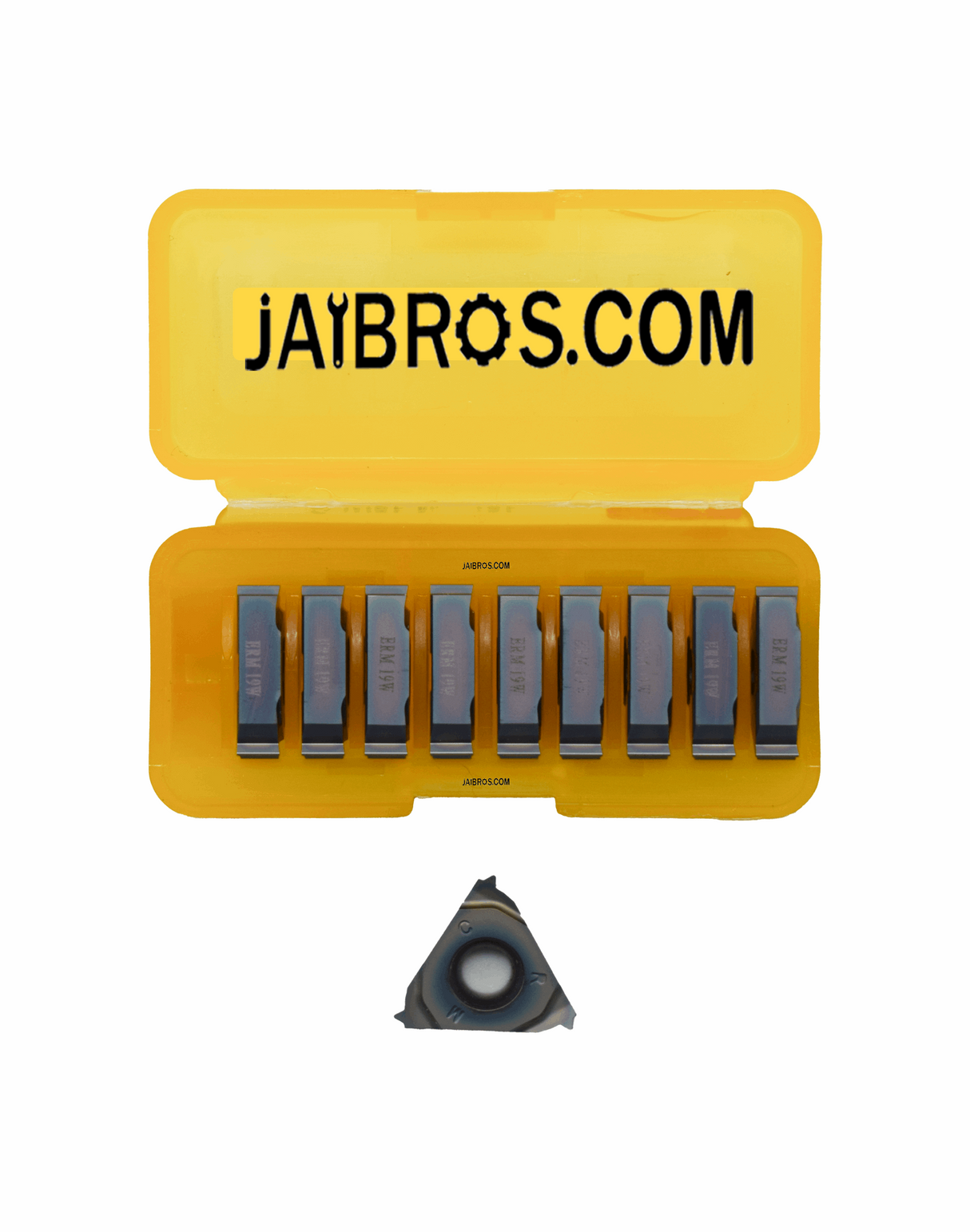 A pack of 10 carbide threading inserts