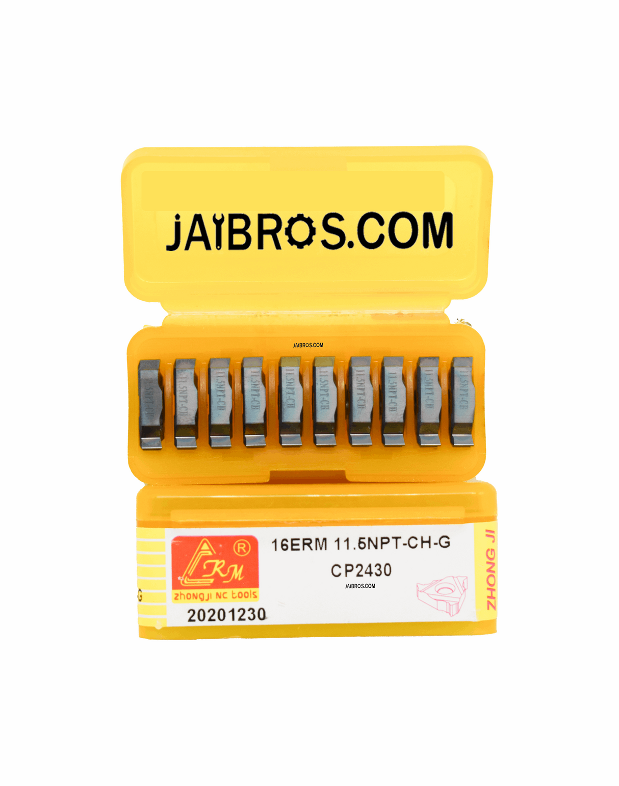 A pack of 10 carbide threading inserts