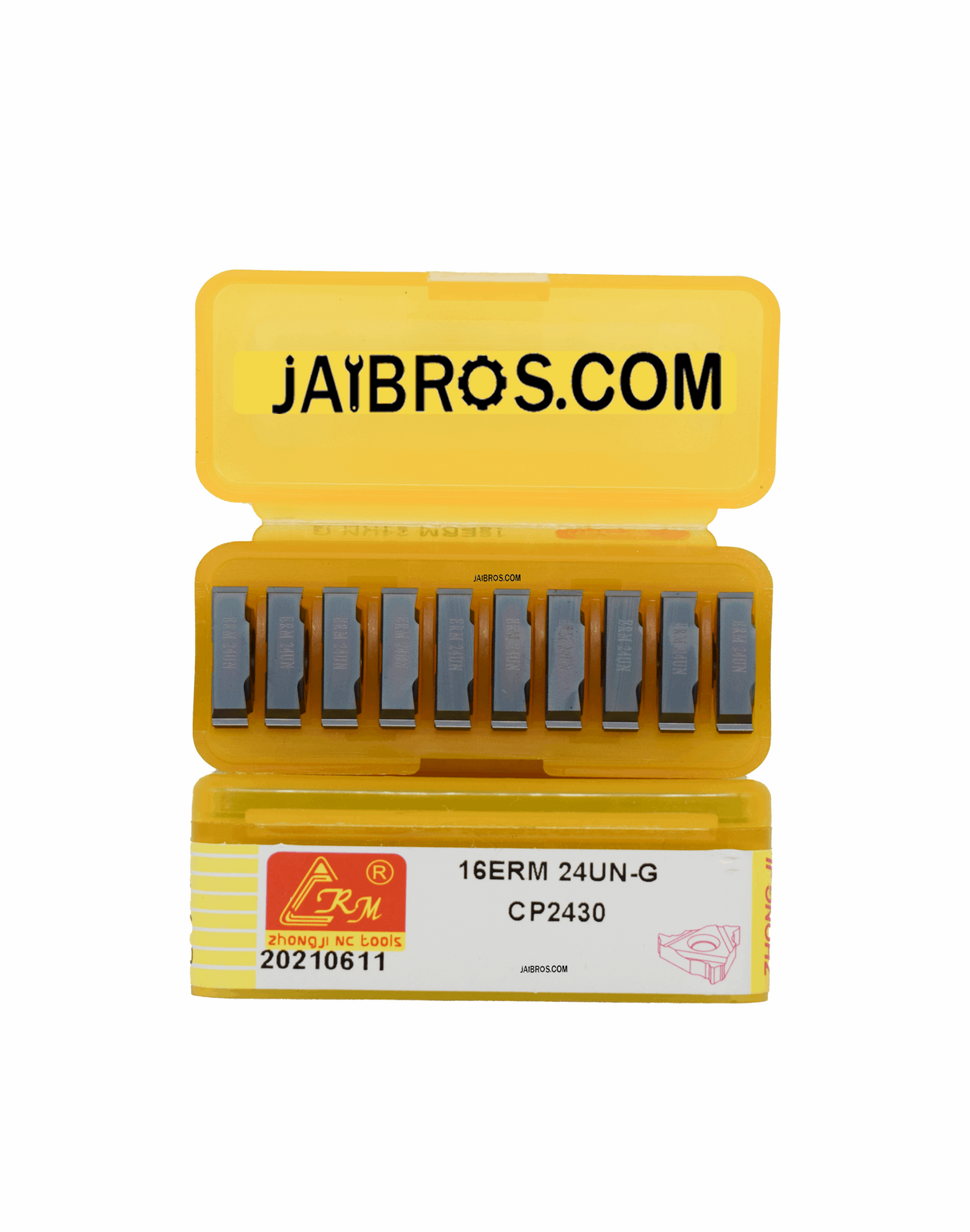 A pack of 10 carbide threading inserts