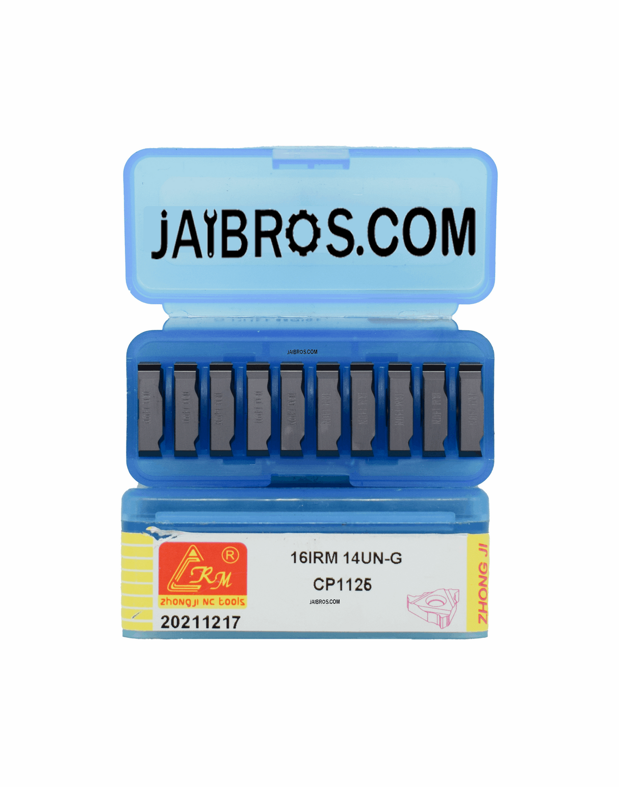 A pack of 10 carbide threading inserts