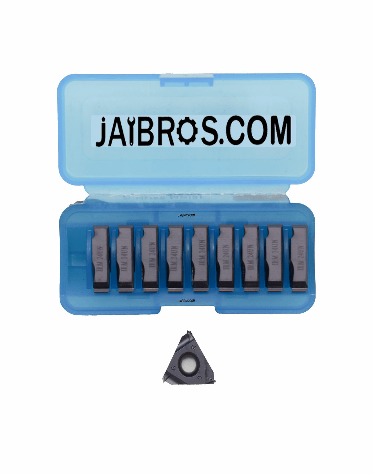 A pack of 10 carbide threading inserts