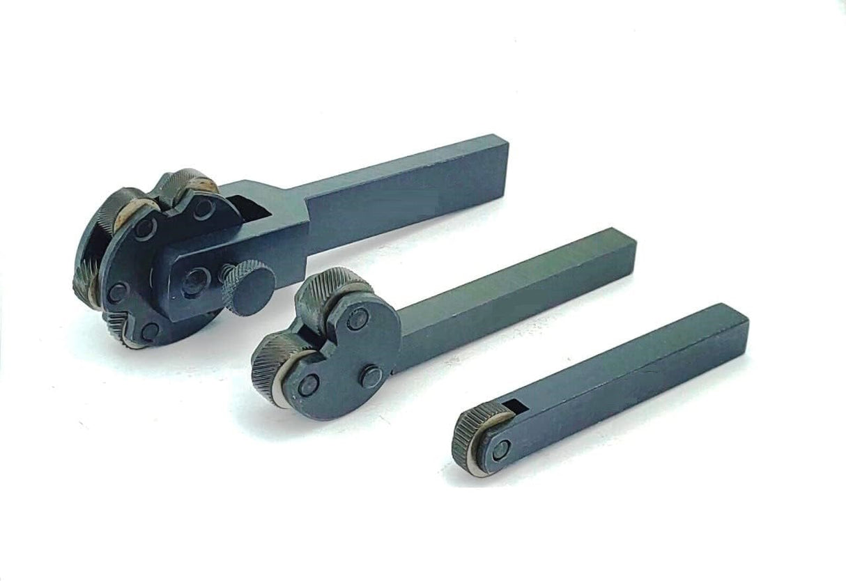 Three various metal knurling tools