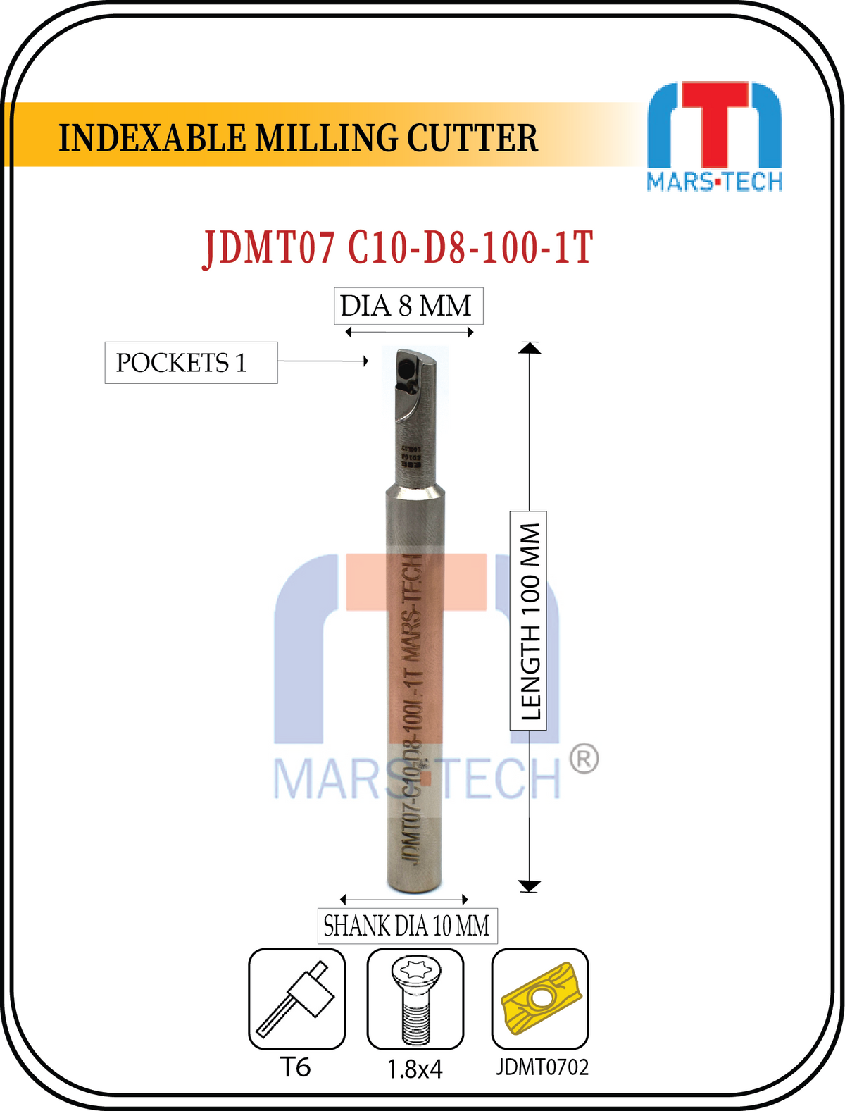 10/12 mm cutter suitable to JDMT07 Hitachi Brand Insert pack of 1