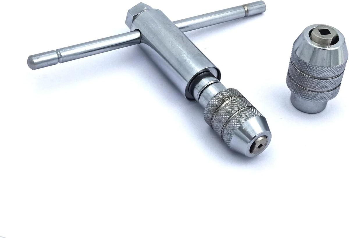 Adjustable T-handle tap wrench with spare collet