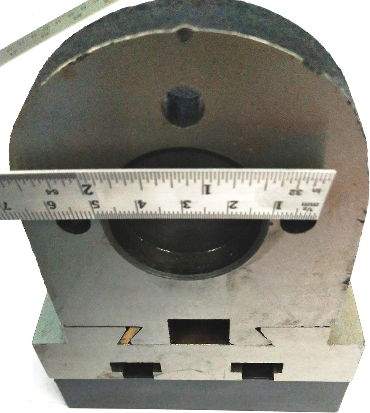 Rigid fixed base supports Lathe Milling Vertical Slide during milling