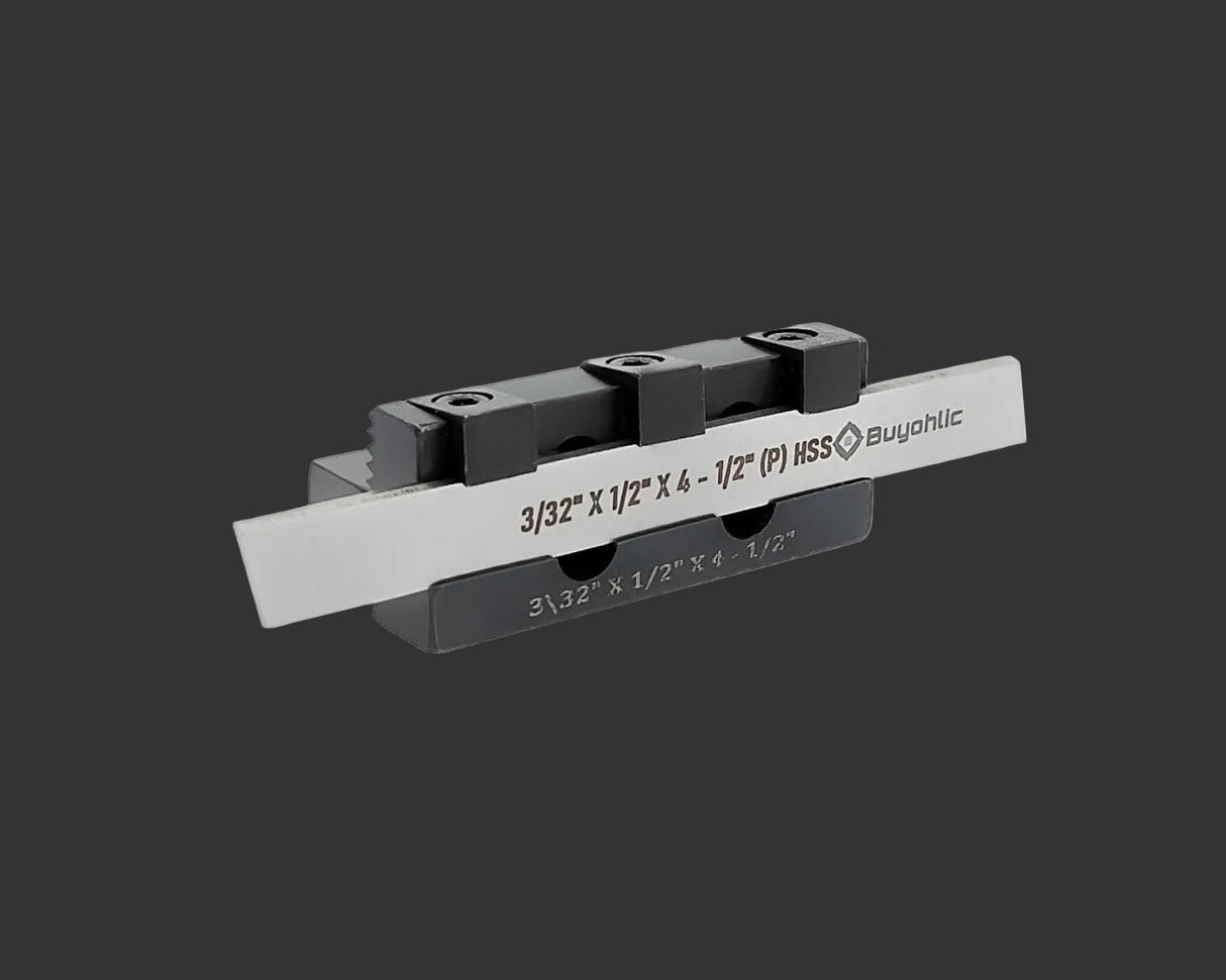 Lathe cut off tool holder with adjustable blade