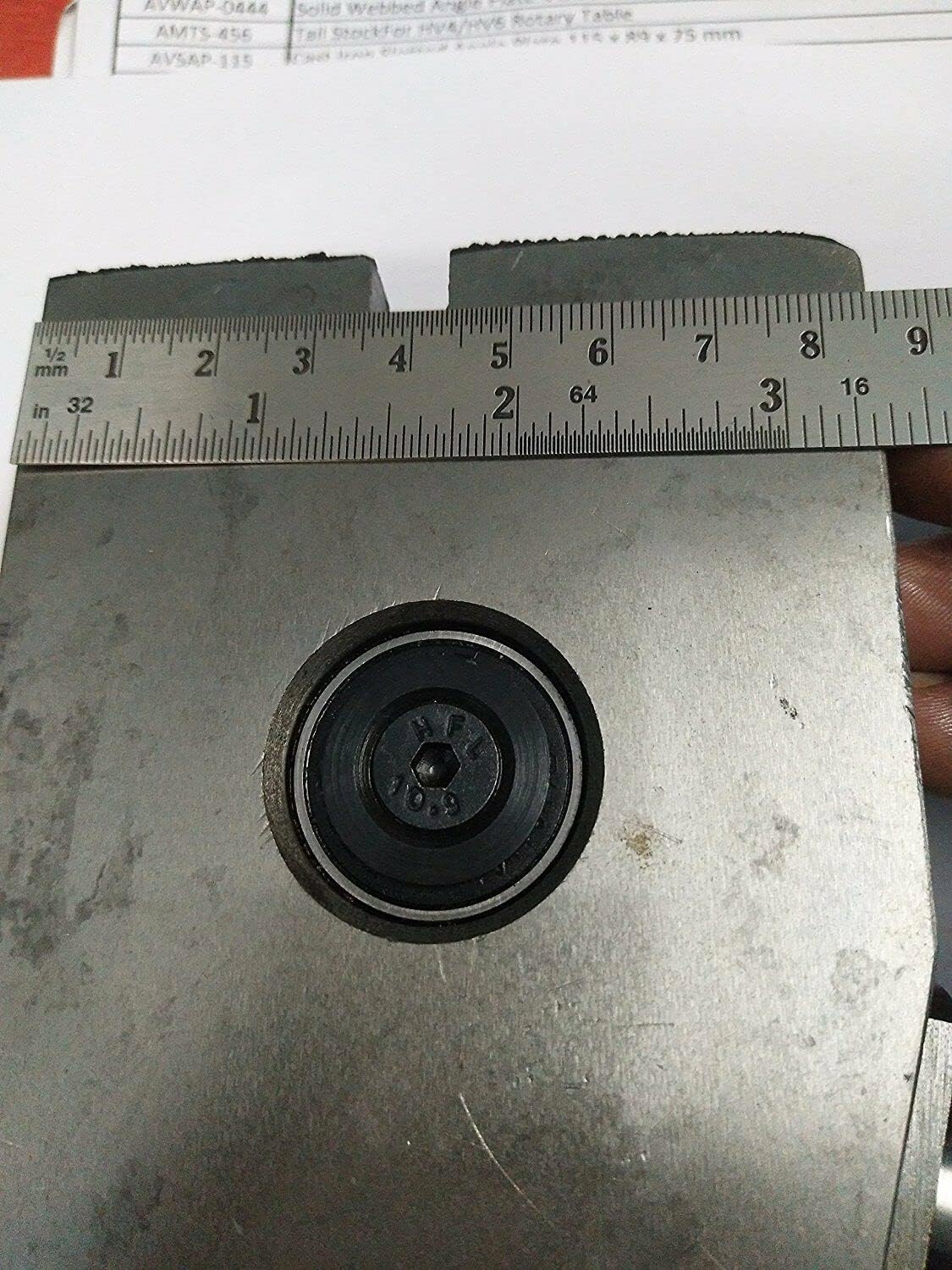 Metal block measurement with ruler