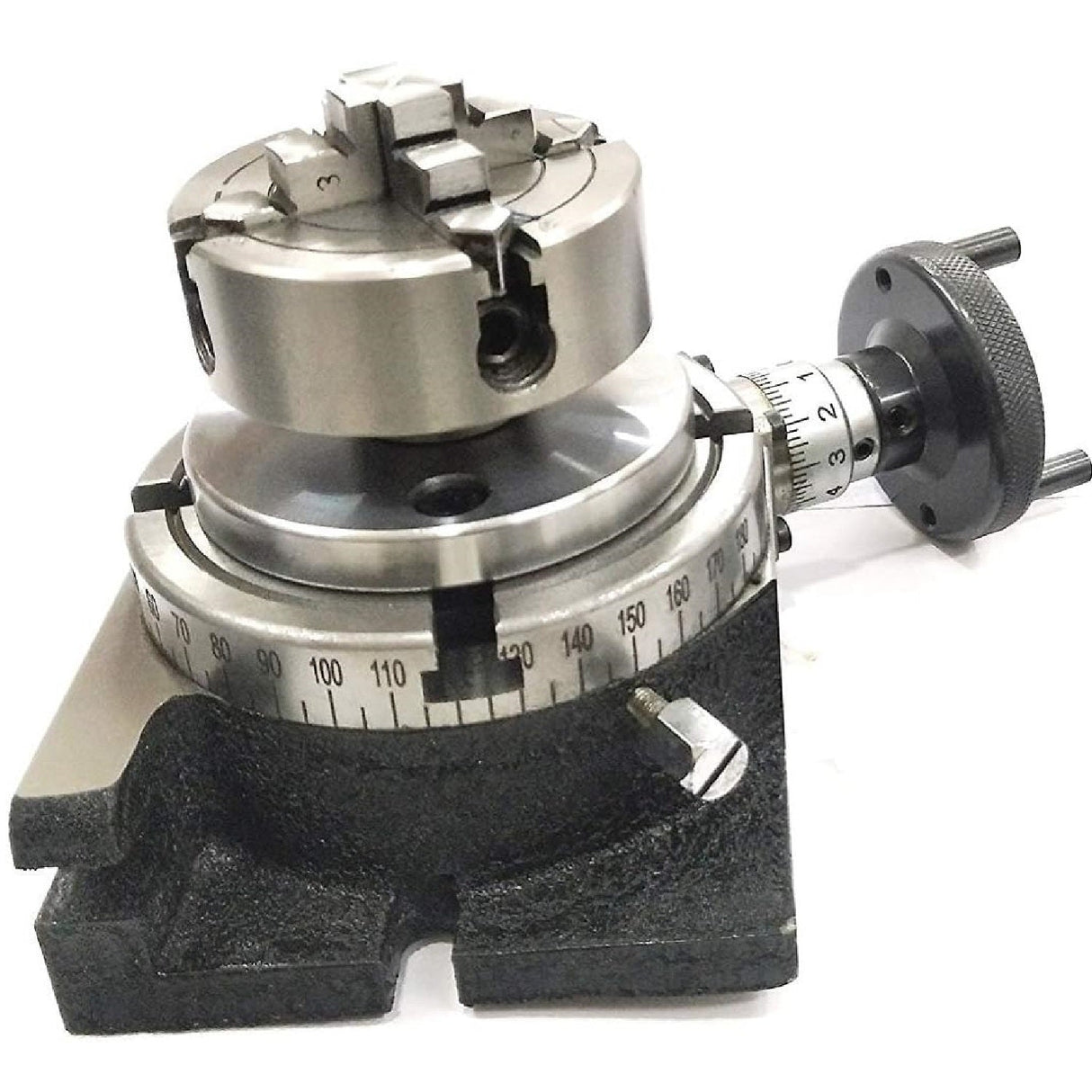 Rotary Table With 70 mm 4 Jaw Independent Chuck and back Plate