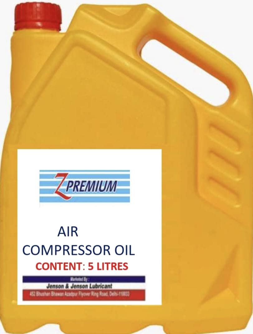 air compressor oil with a red cap and visible label