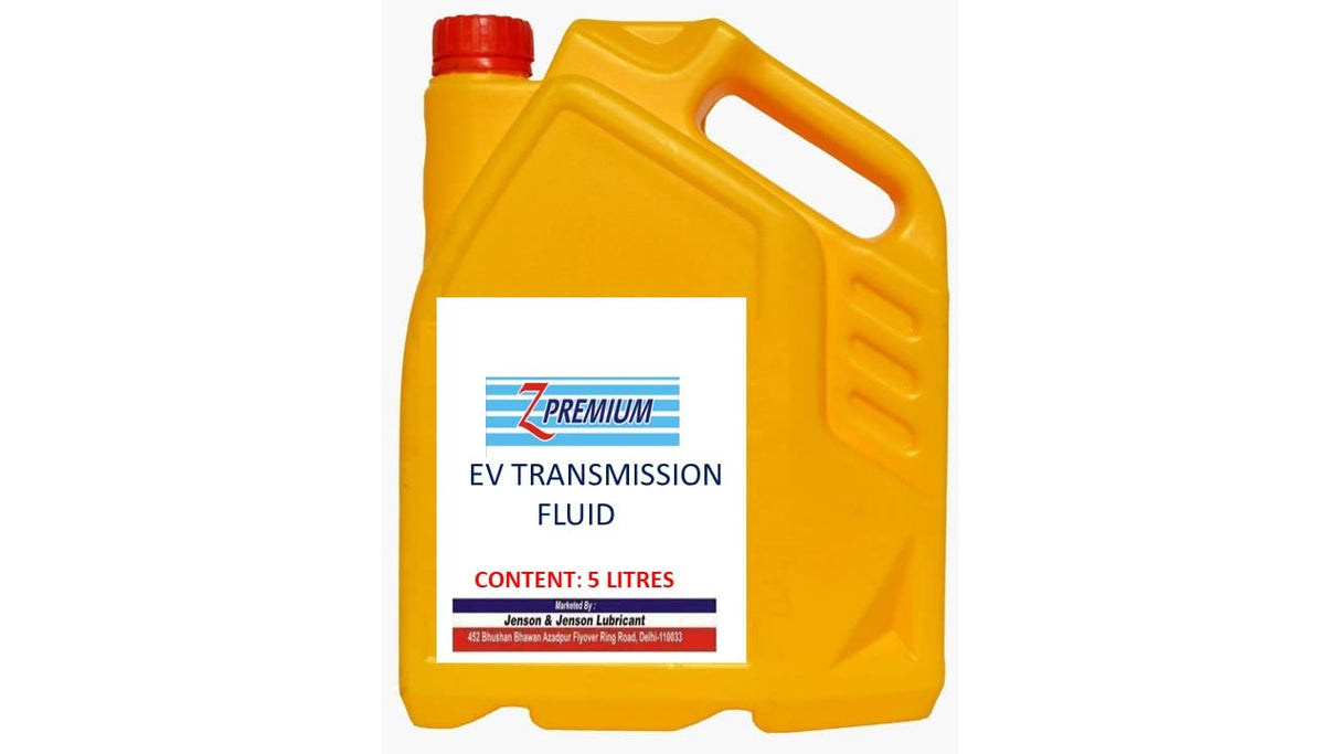 Yellow container of EV transmission fluid