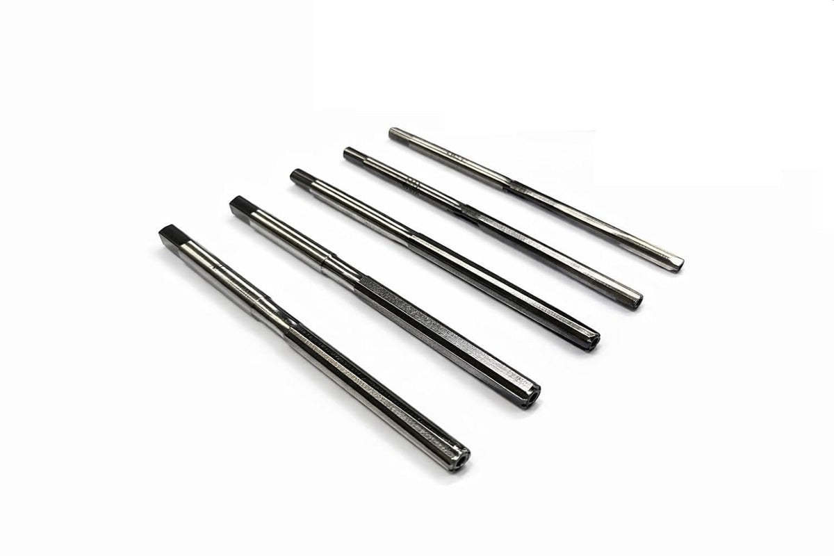 Set of five steel hand reamers