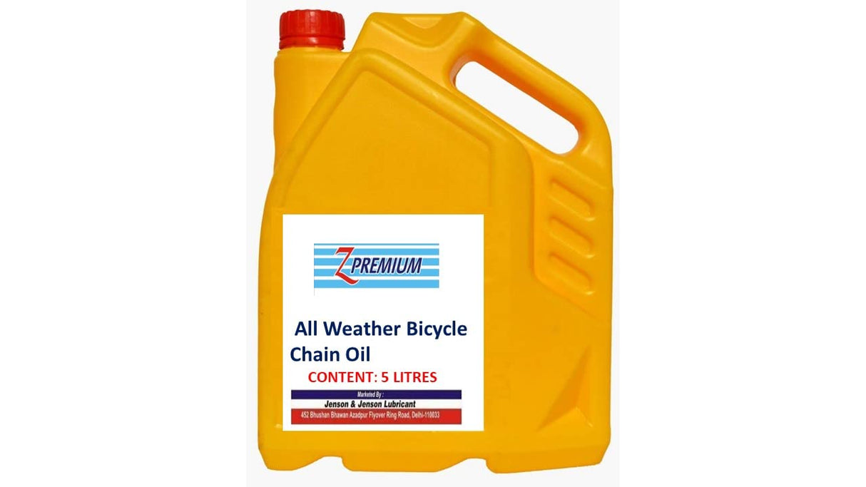 Yellow container of all-weather bicycle chain oil