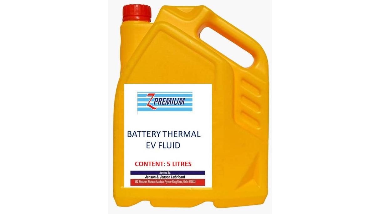 Yellow container of battery thermal EV fluid