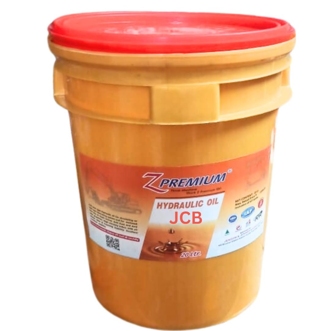 Yellow bucket of JCB hydraulic oil