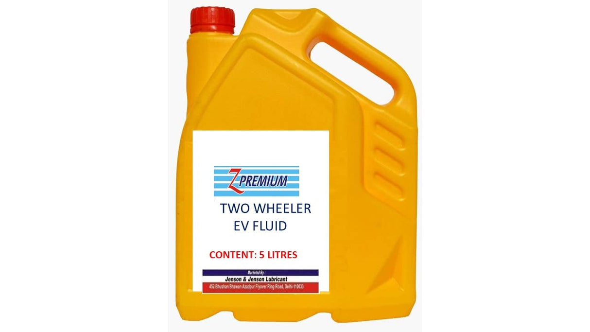 Yellow container of two-wheeler EV fluid