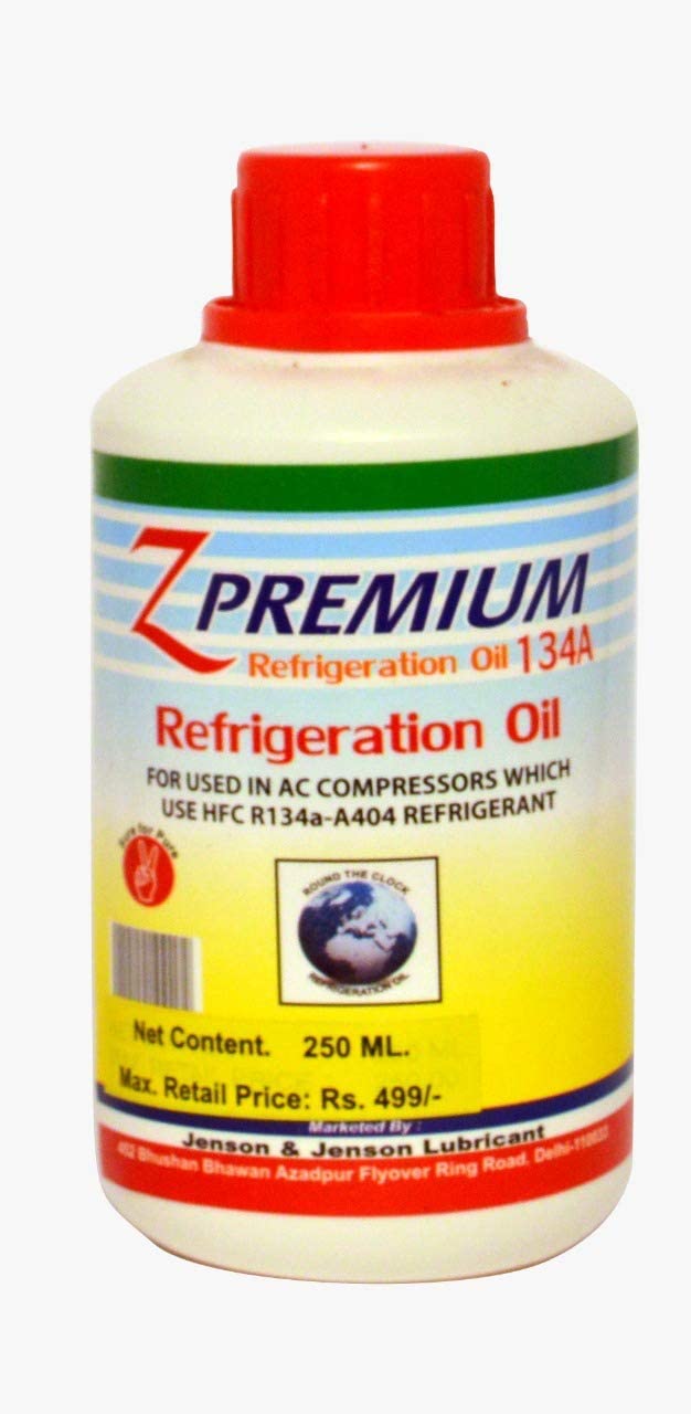 Refrigeration oil bottle with red cap