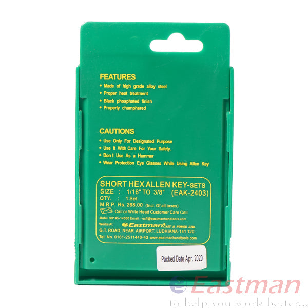 Hex Allen key set packaging