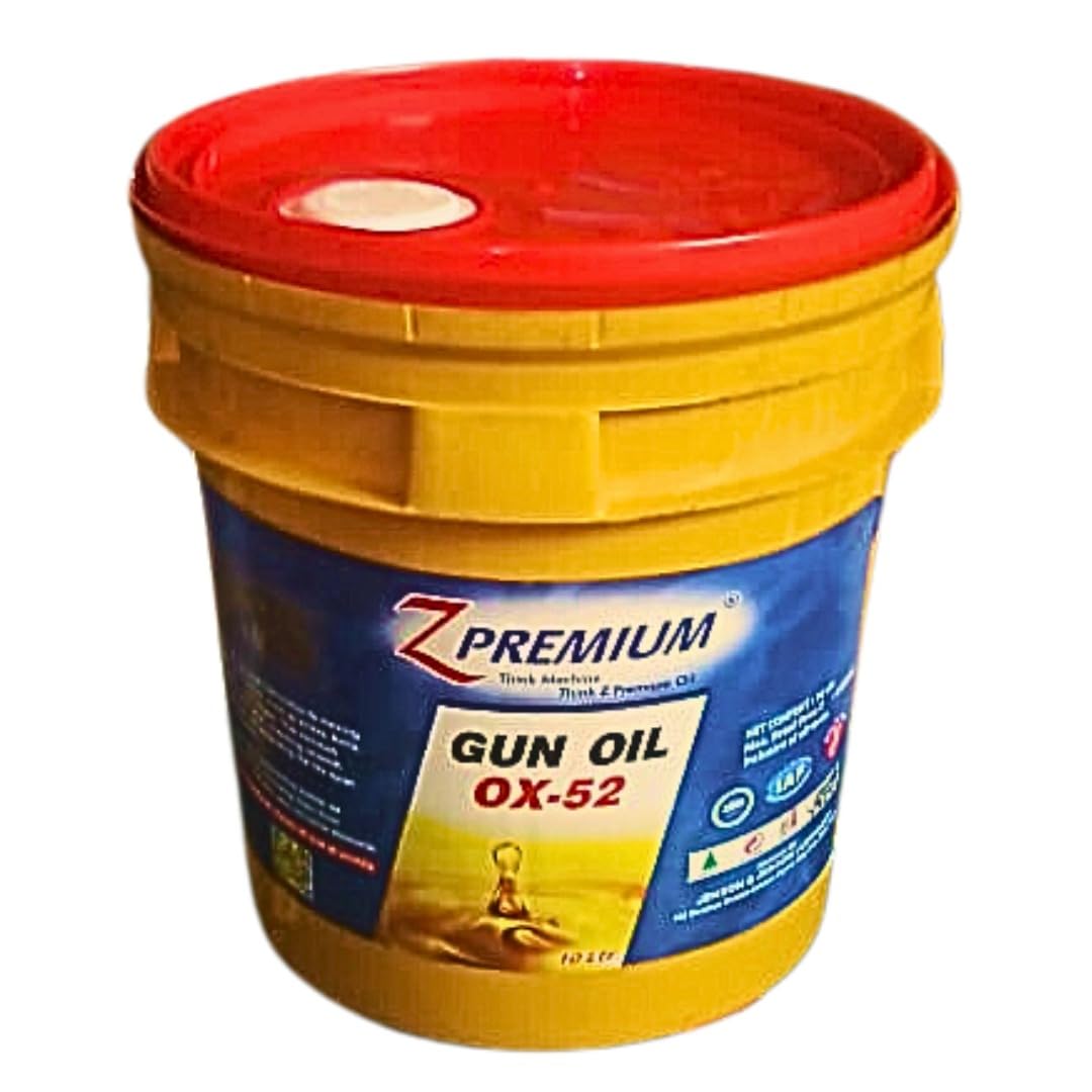 Yellow and red containers of Z Premium Gun Oil OX-52