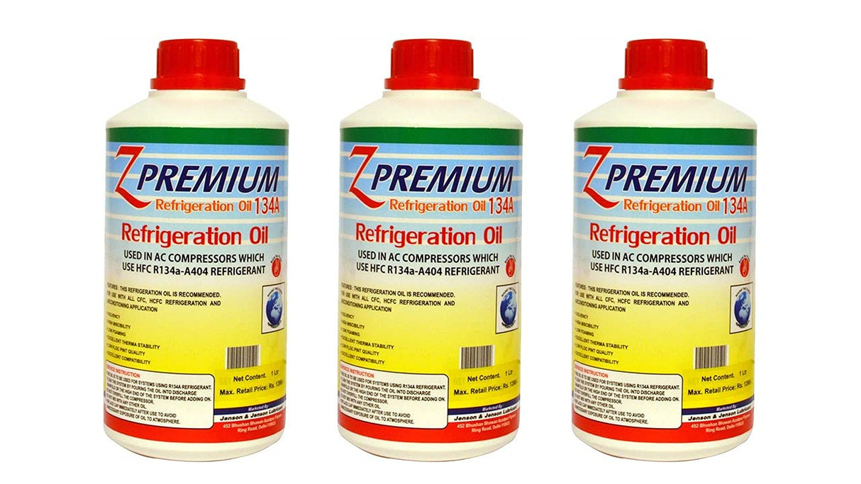 Three bottles of Z Premium Refrigeration Oil