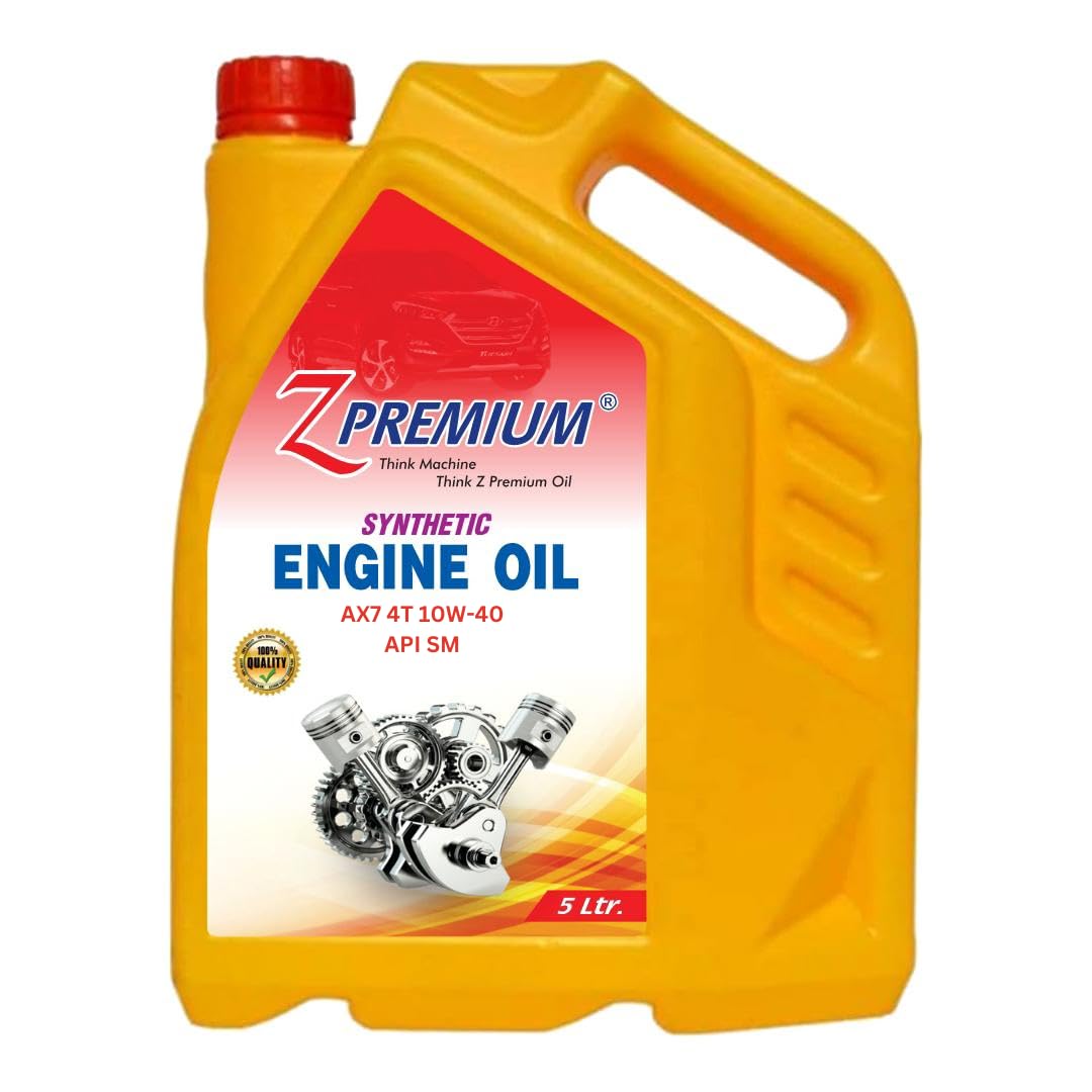 Yellow engine oil container with red cap