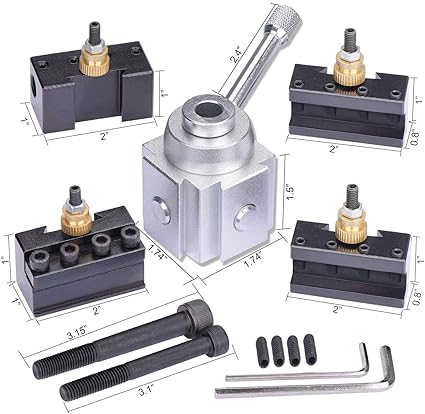 Lathe tool post with dimensions