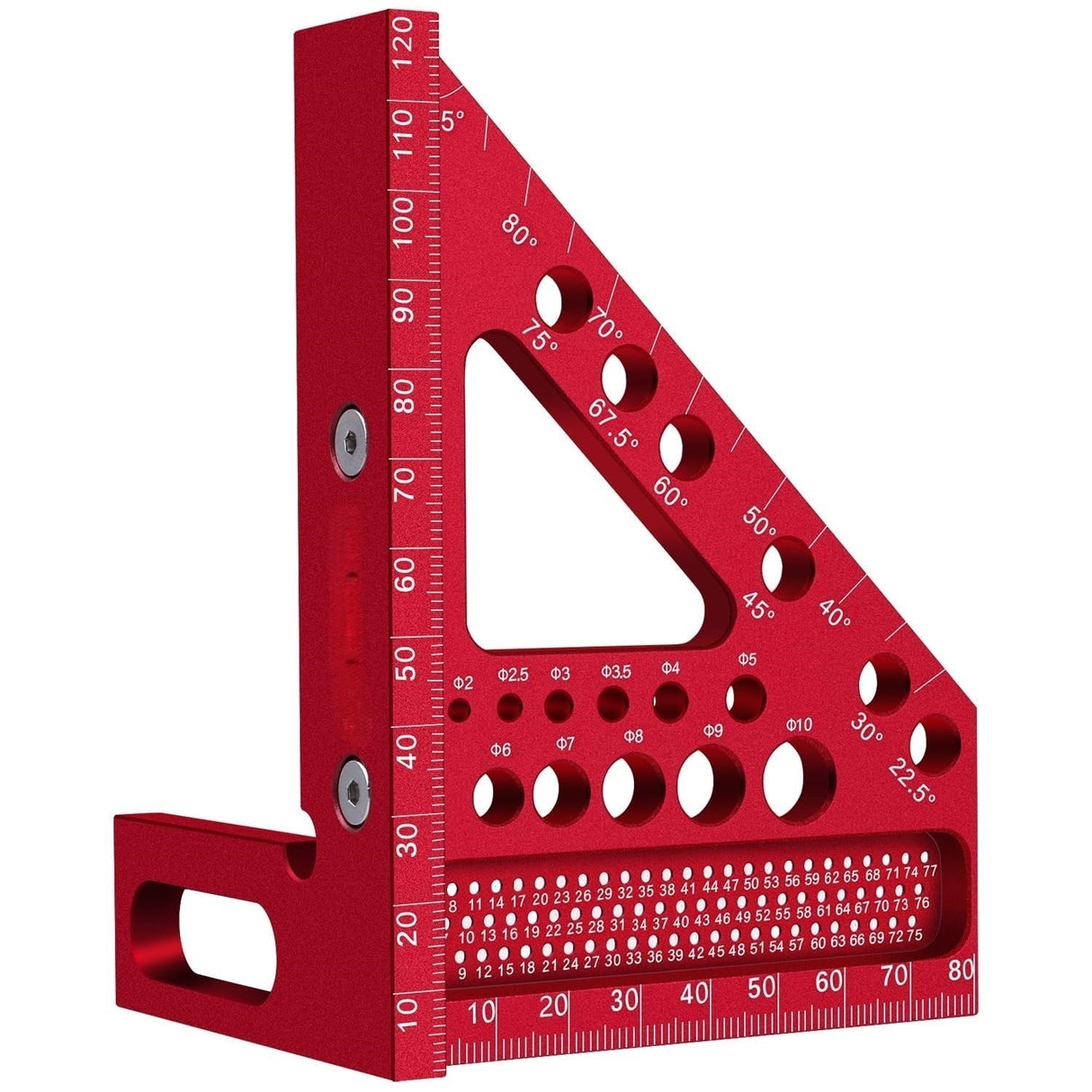 Red aluminum woodworking layout tool