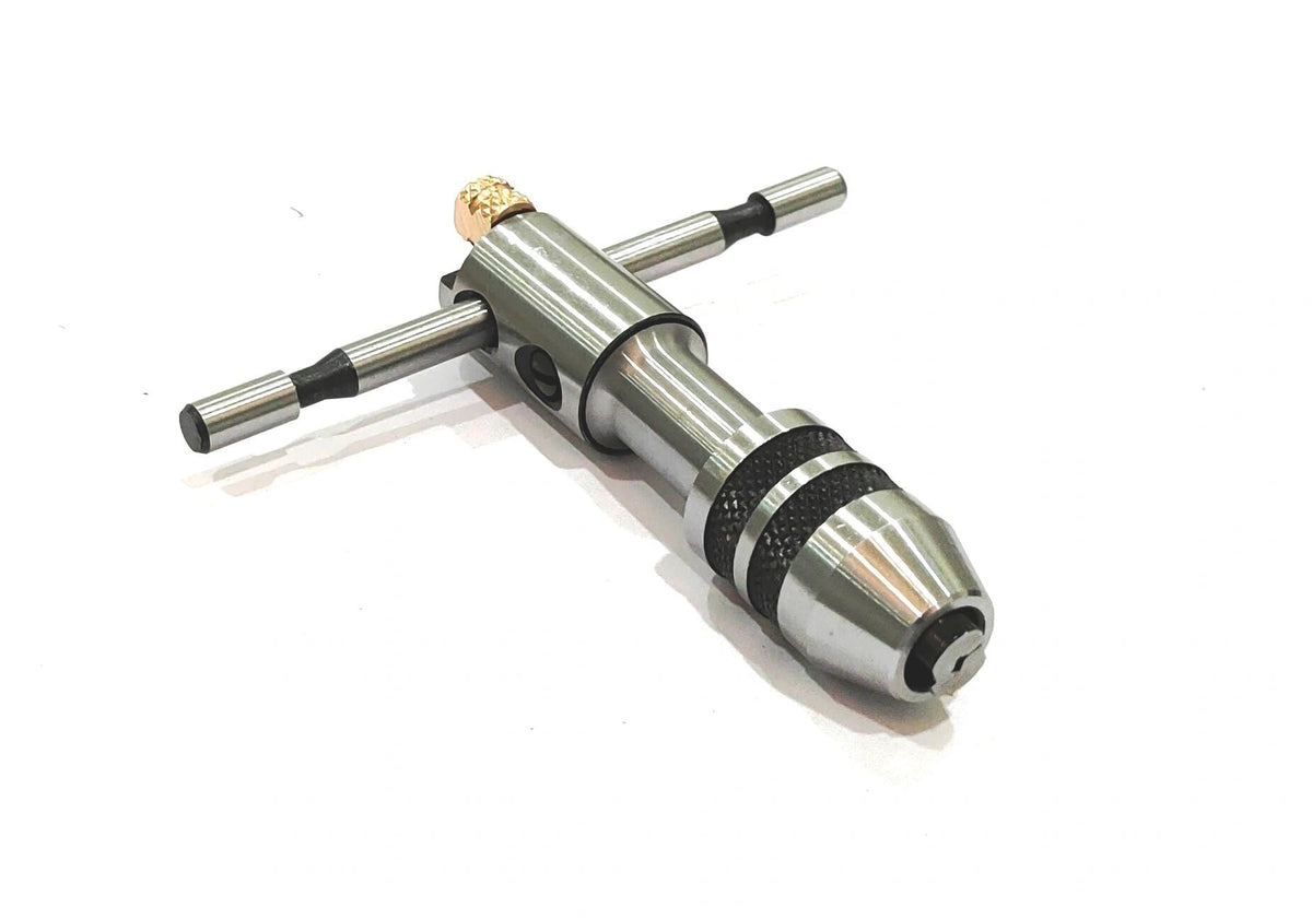Adjustable T-handle ratcheting tap wrench chuck tool