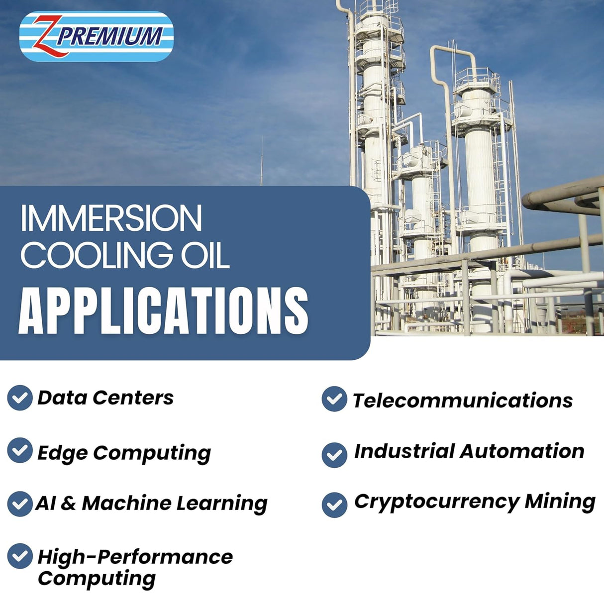 Z Premium logo and text about immersion cooling oil