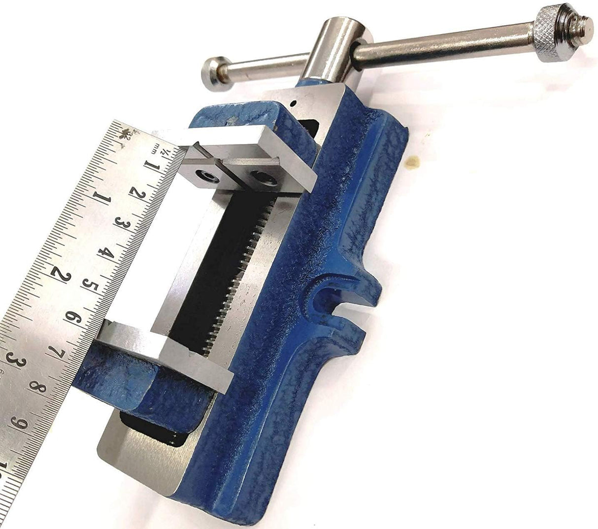 Milling machine vise being measured