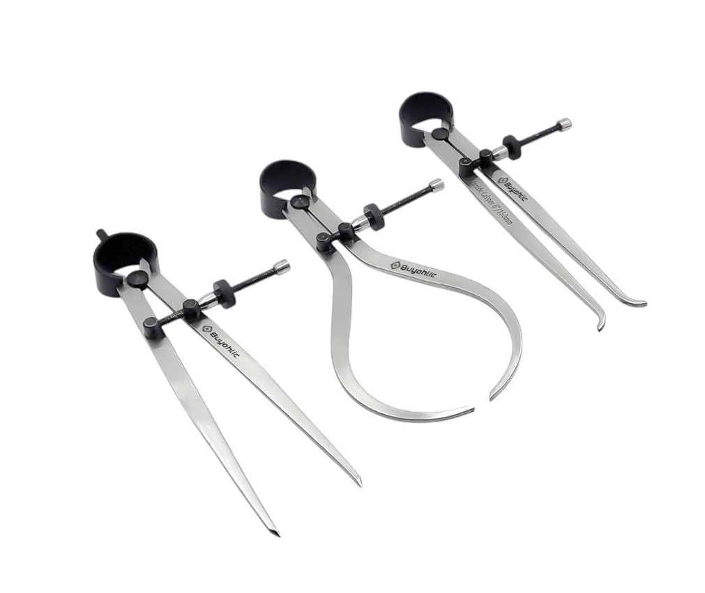 Three metal calipers