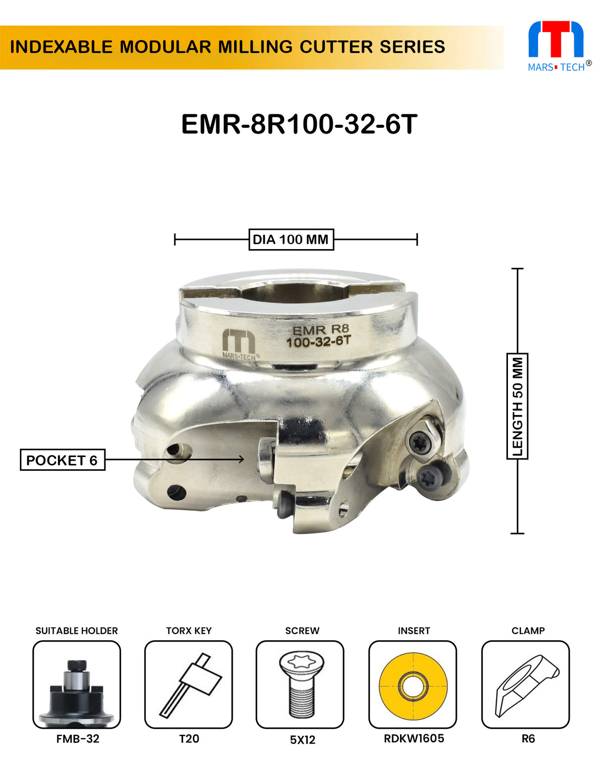 Indexable modular milling cutter