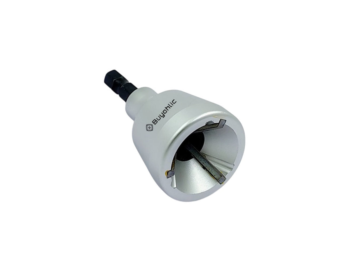 Silver external deburring chamfer bit with quick release hex shank