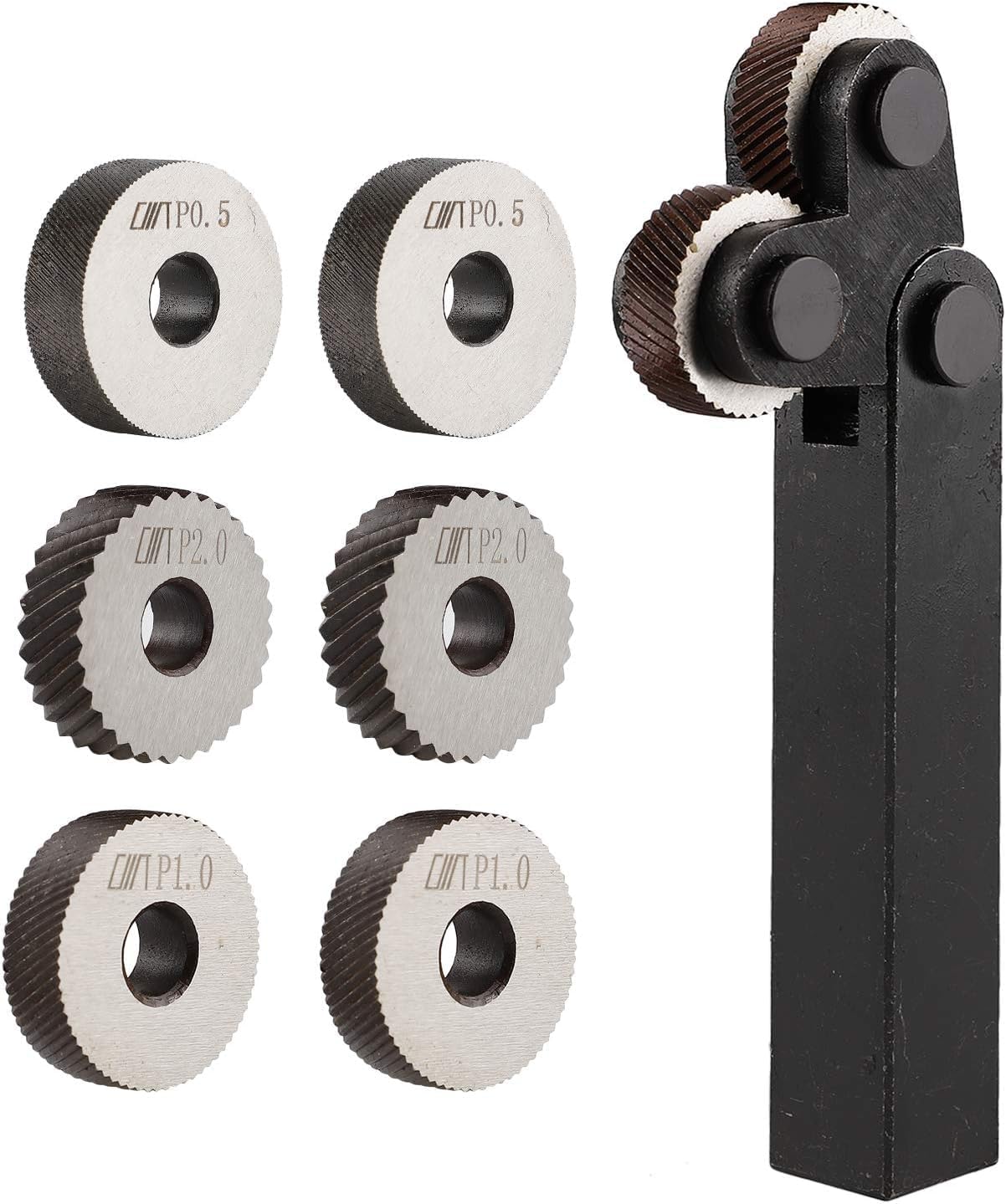 Knurling tool with spare wheels