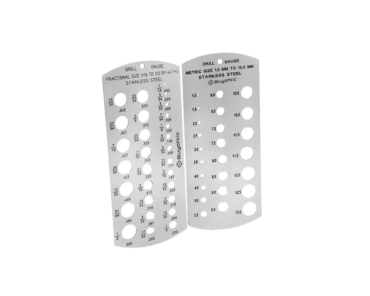 Two metal drill gauges