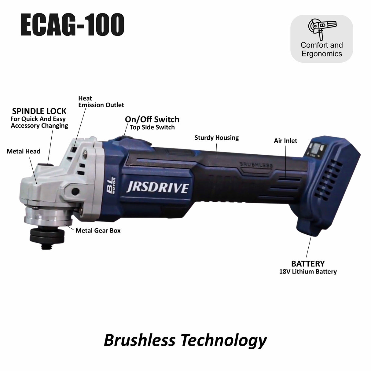 JRSDRIVE Angle Grinder