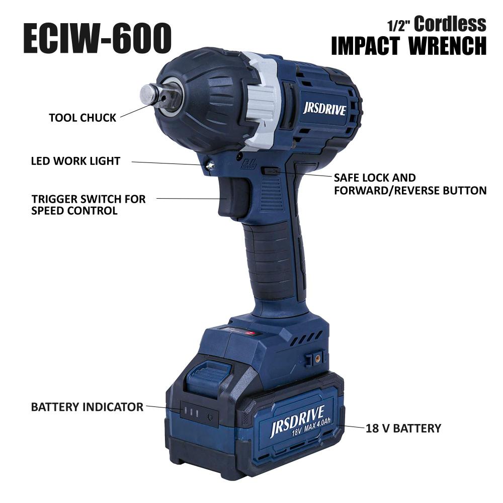 JRSDRIVE 18V Cordless Impact Wrench