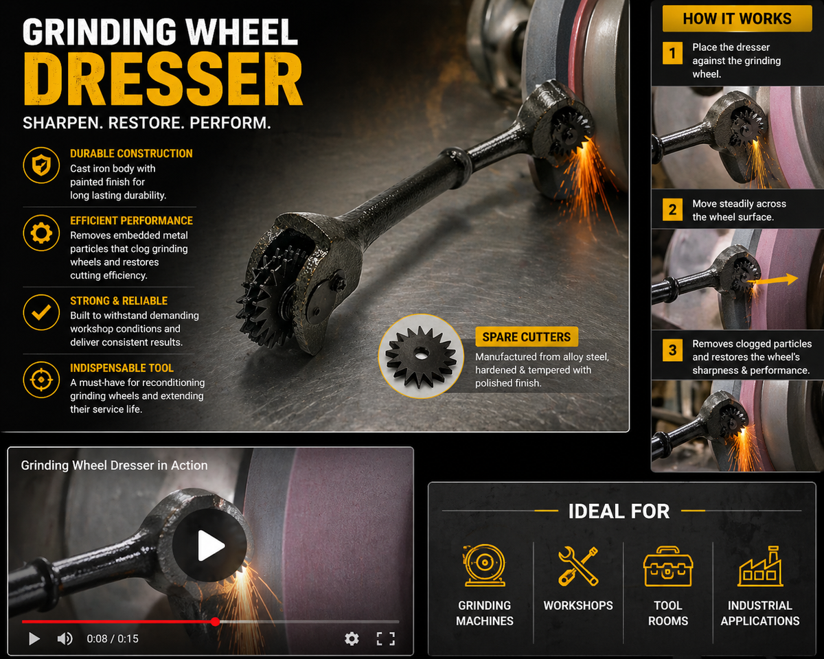 Grinding wheel dresser tool features