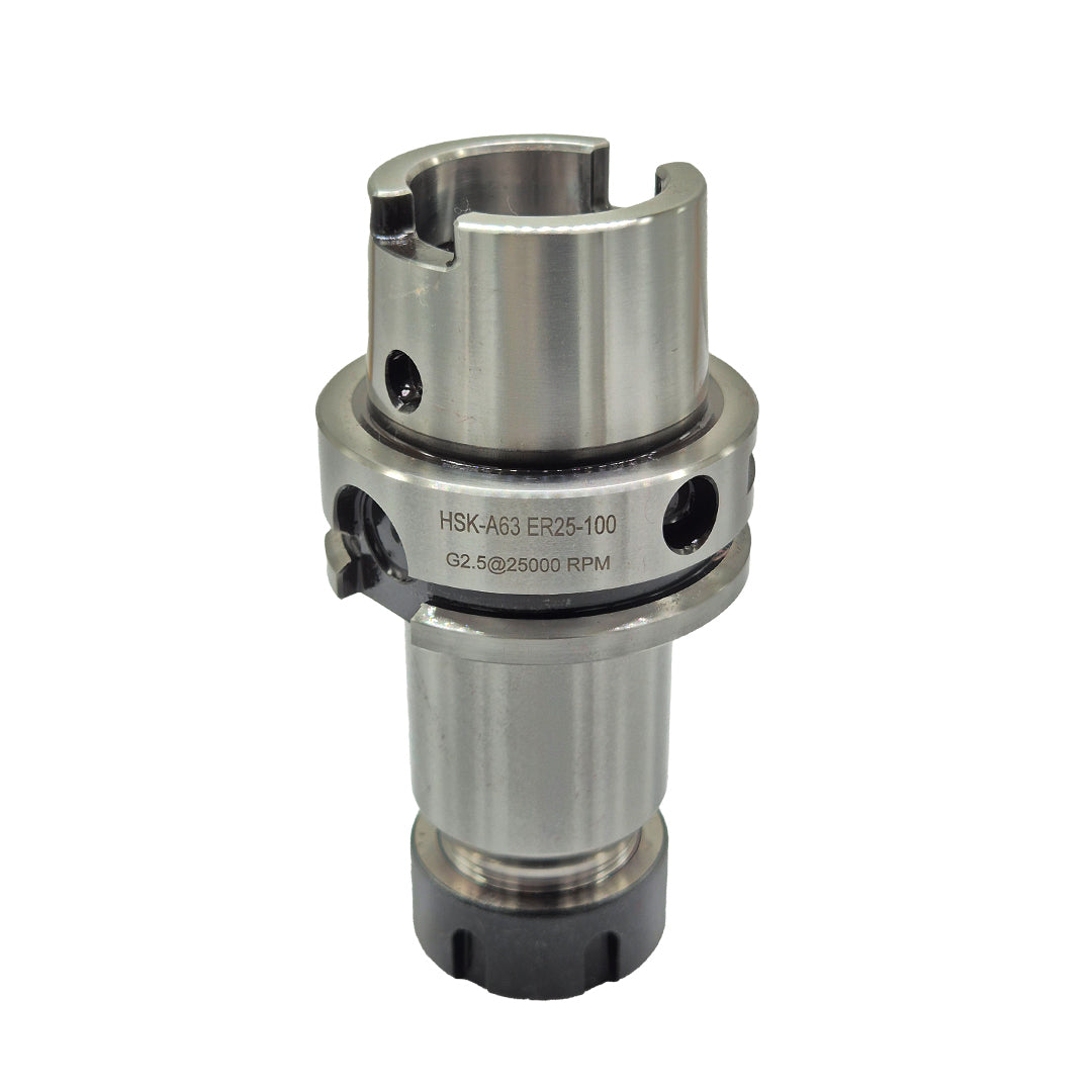 HSK63 ER25 collet chuck in 100 and 160 length pack of 1