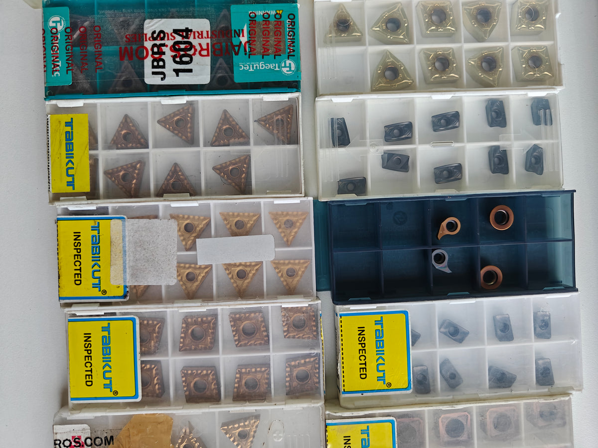 Assorted carbide turning inserts