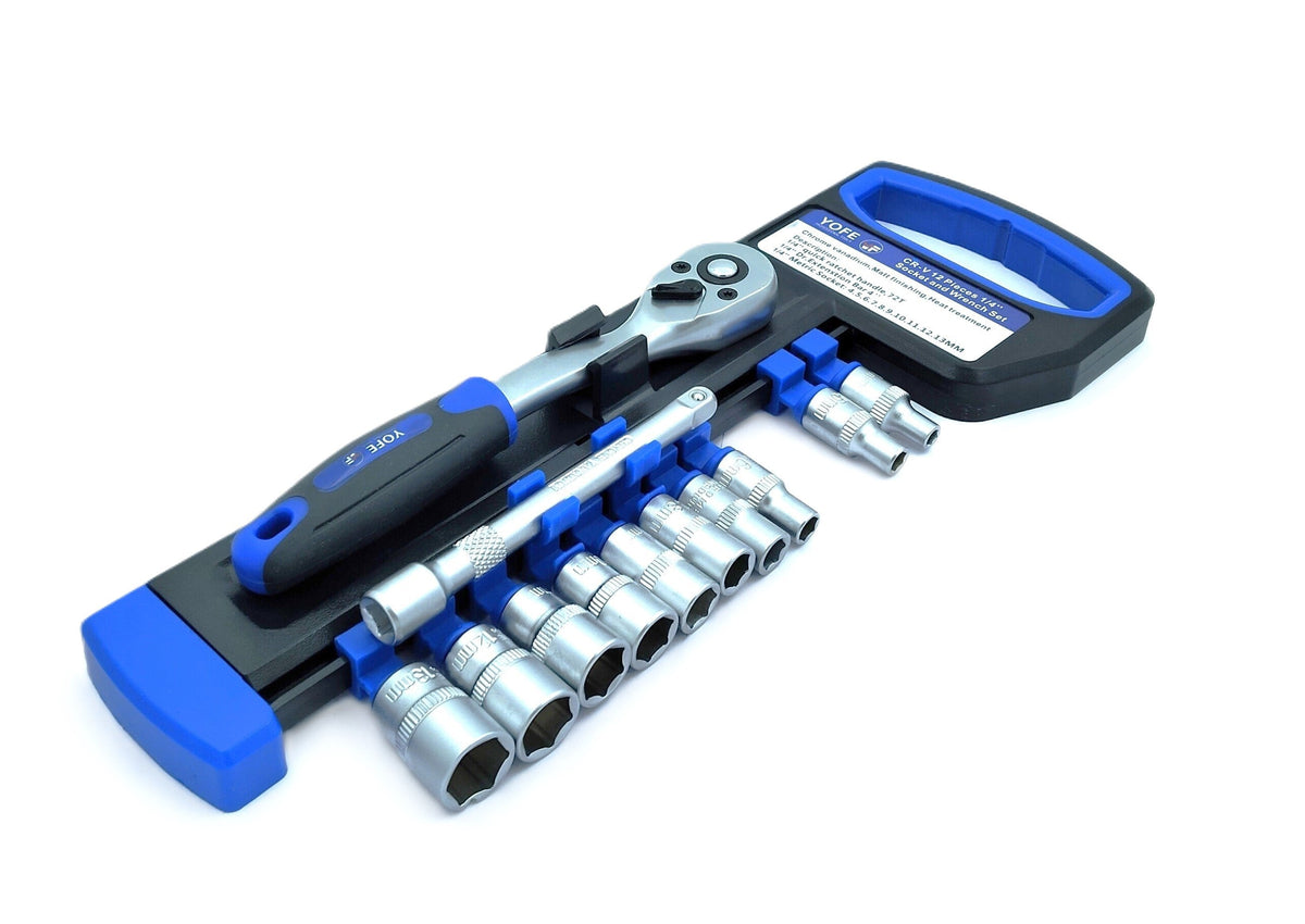 Socket Wrench Set with Blue Carrying Holder
