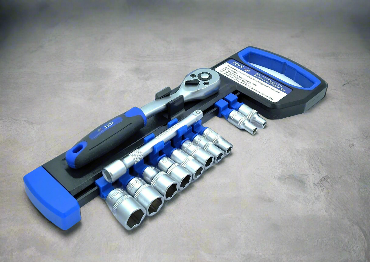 Socket Wrench Set in Blue Holder