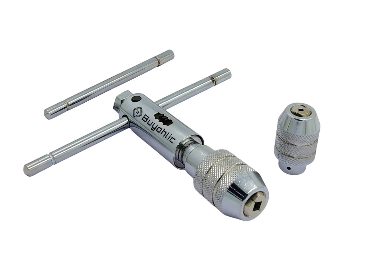 Buyohlic interchangeable T-handle tap wrench with extra chuck