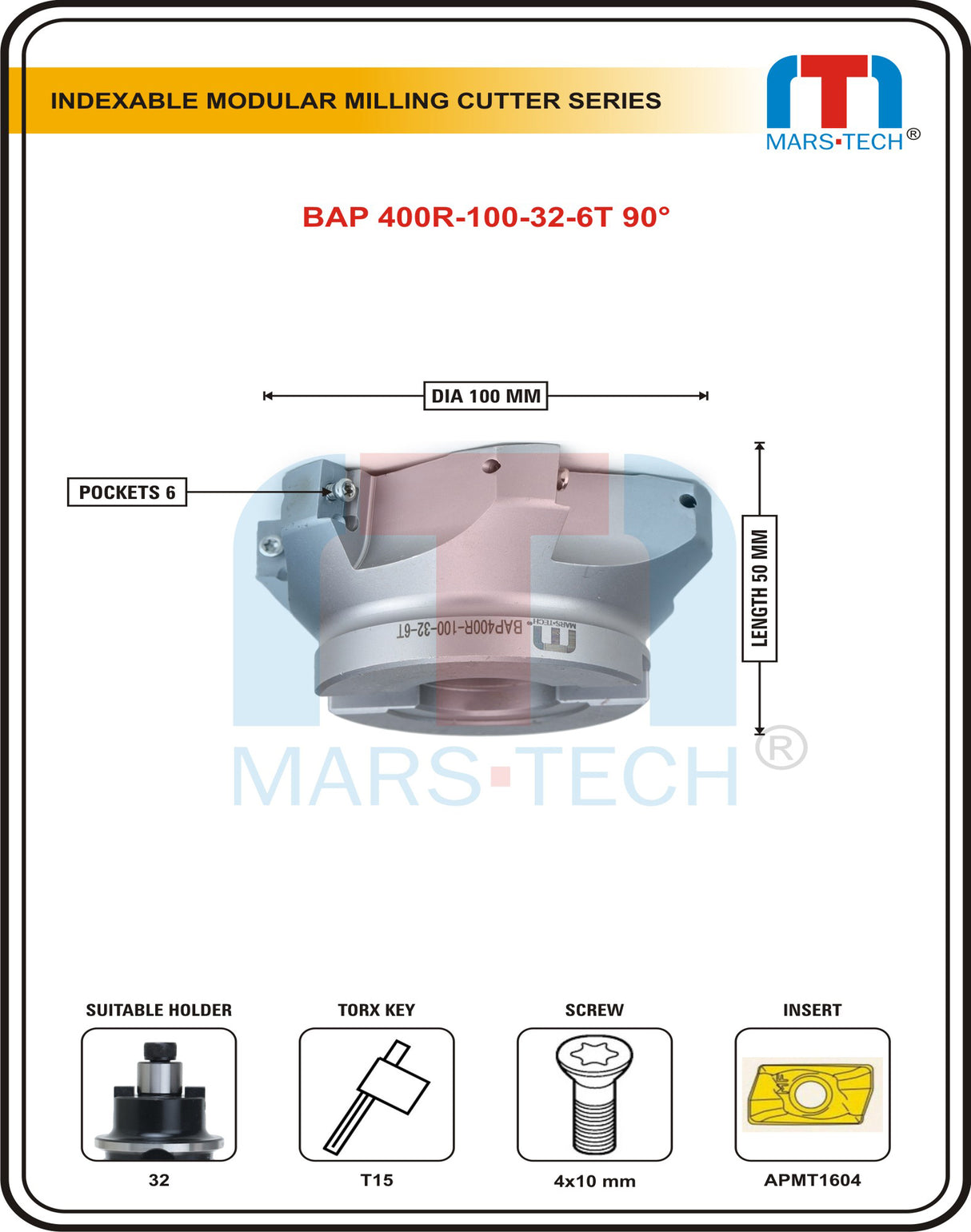 Mars-Tech indexable modular milling cutter