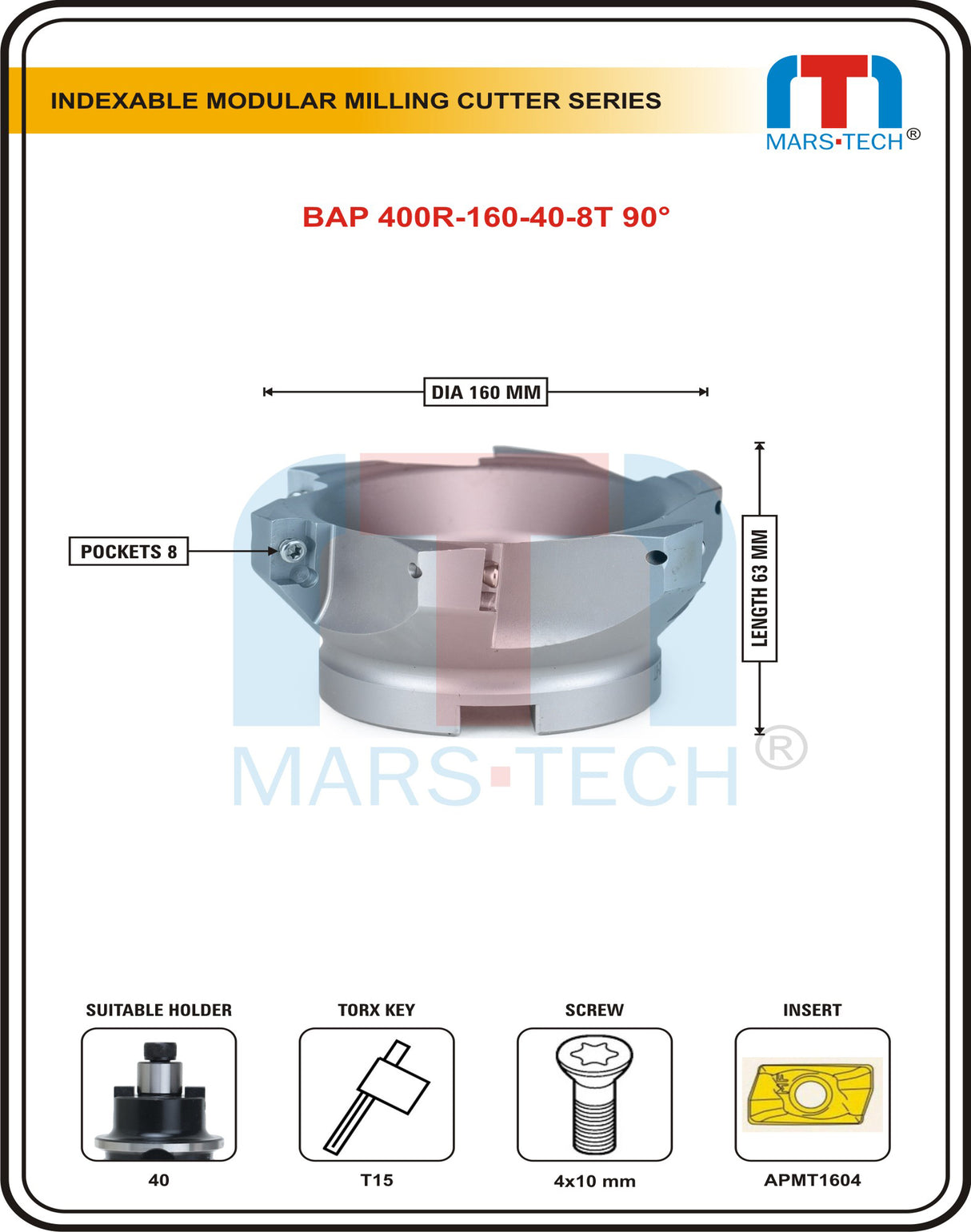 Mars-Tech indexable modular milling cutter