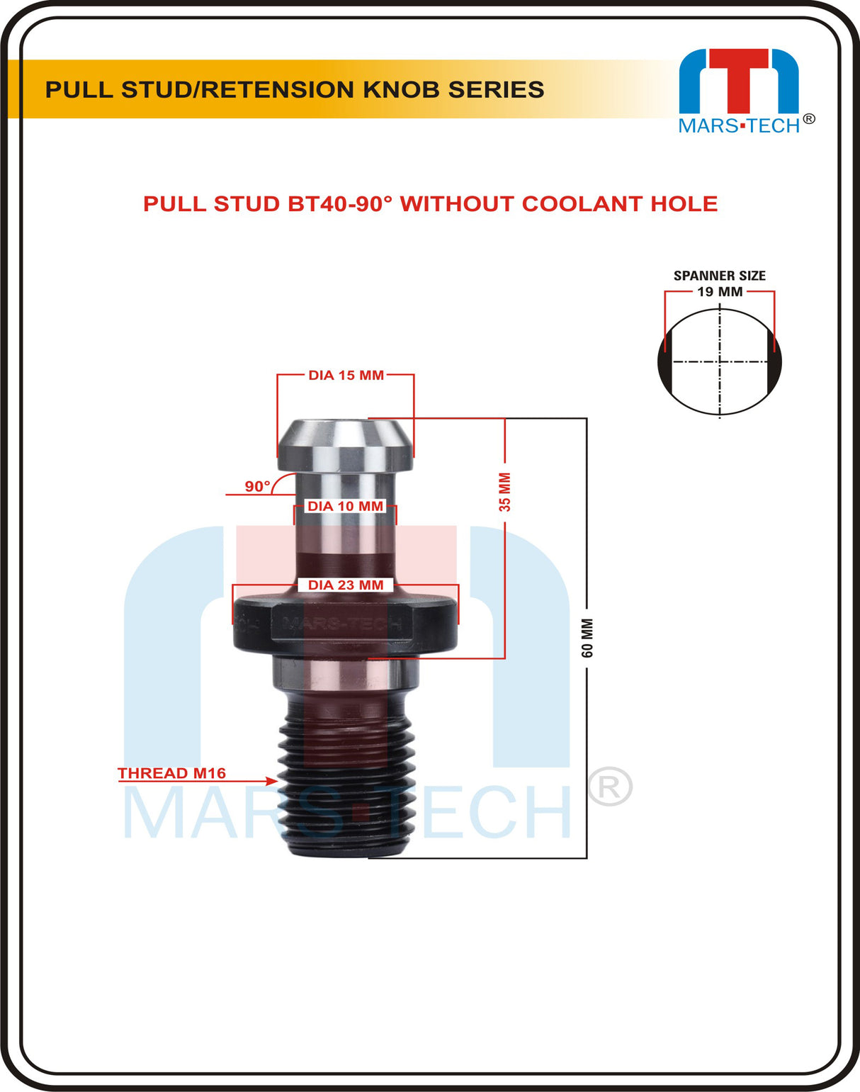 BT40 Pull Stud In Various Degree With Hole/ Without Hole PACK OF 1