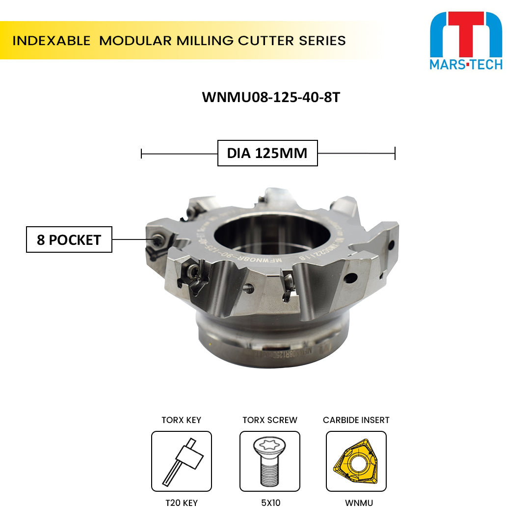 Indexable modular milling cutter